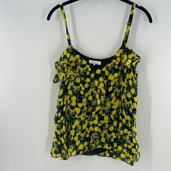 PARKER SLEEVELESS RUFFLE SPAGHETTI STRAPS WITH LEMONS - Picture 2 of 6